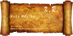 Kuli Réka névjegykártya